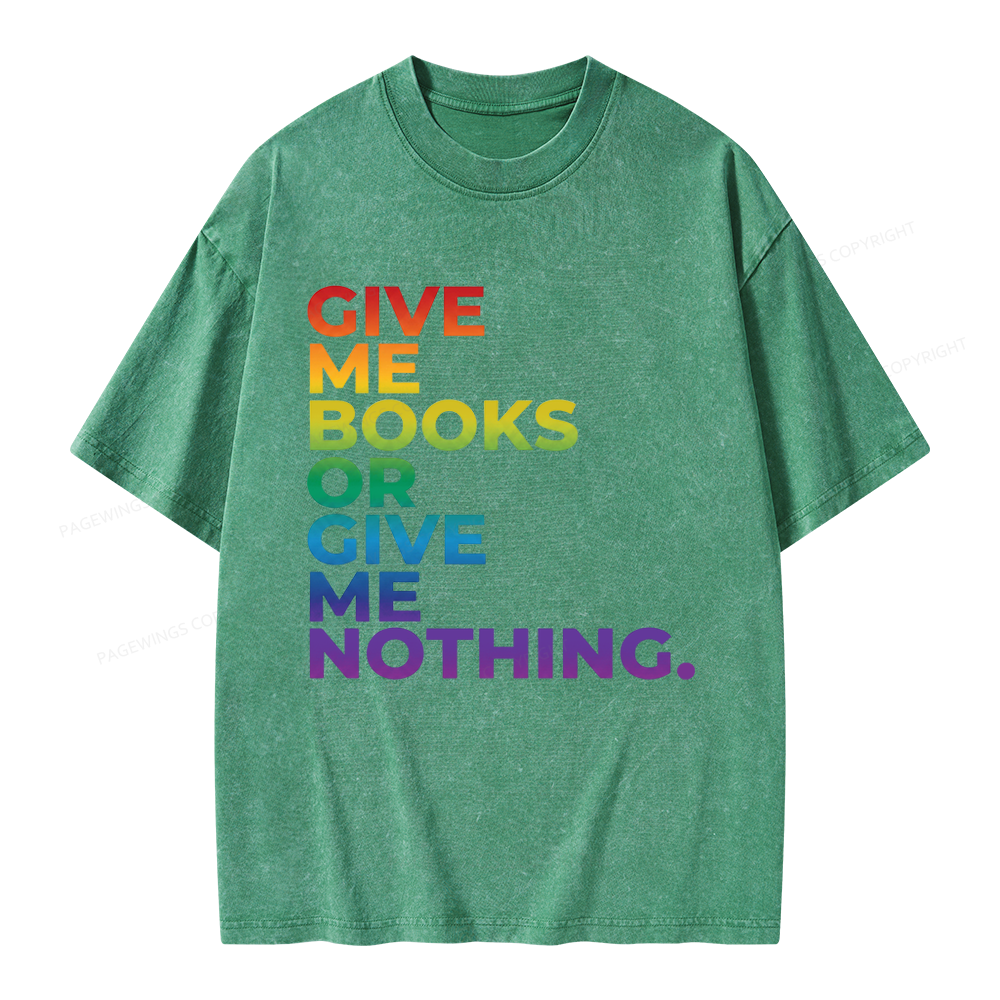 Pagewings Give Me Books Unisex Washed T-shirt