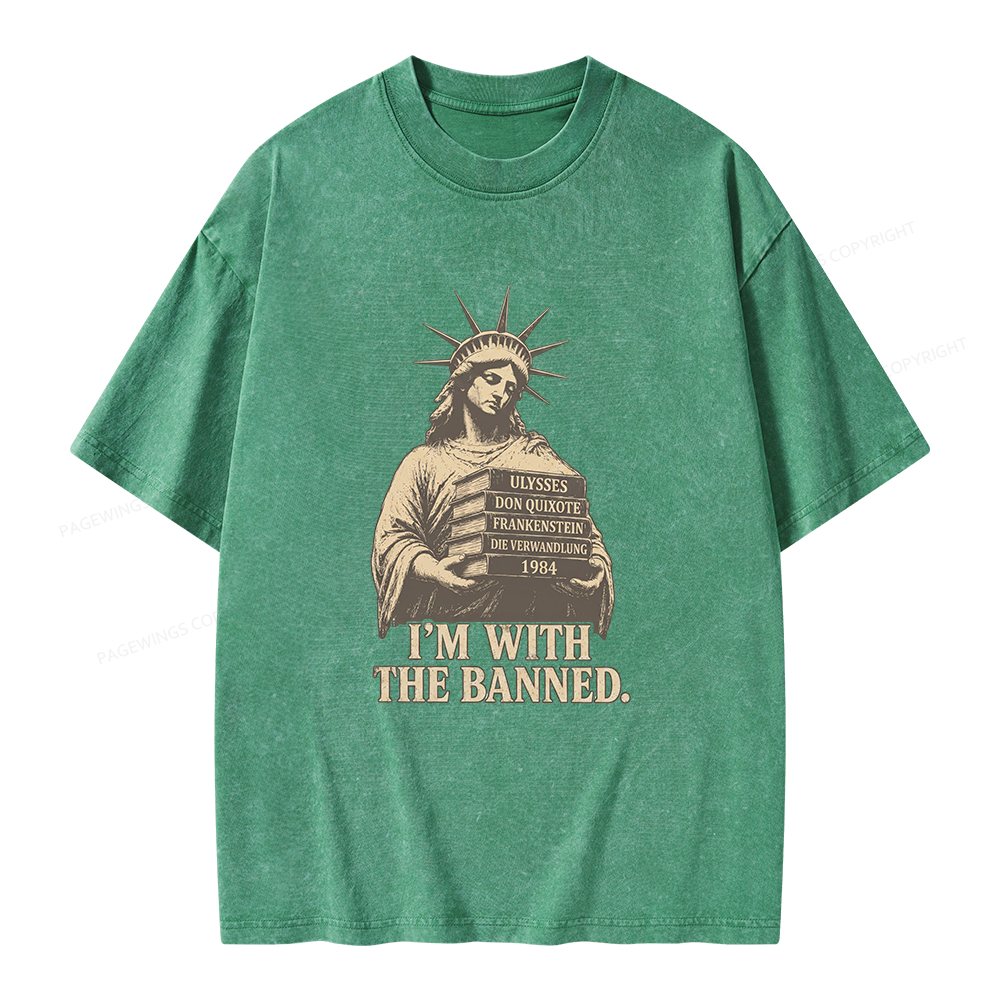 Pagewings I'm With The Banned Unisex Washed T-shirt