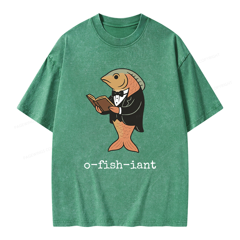 Pagewings Reading Fish Unisex Washed T-shirt