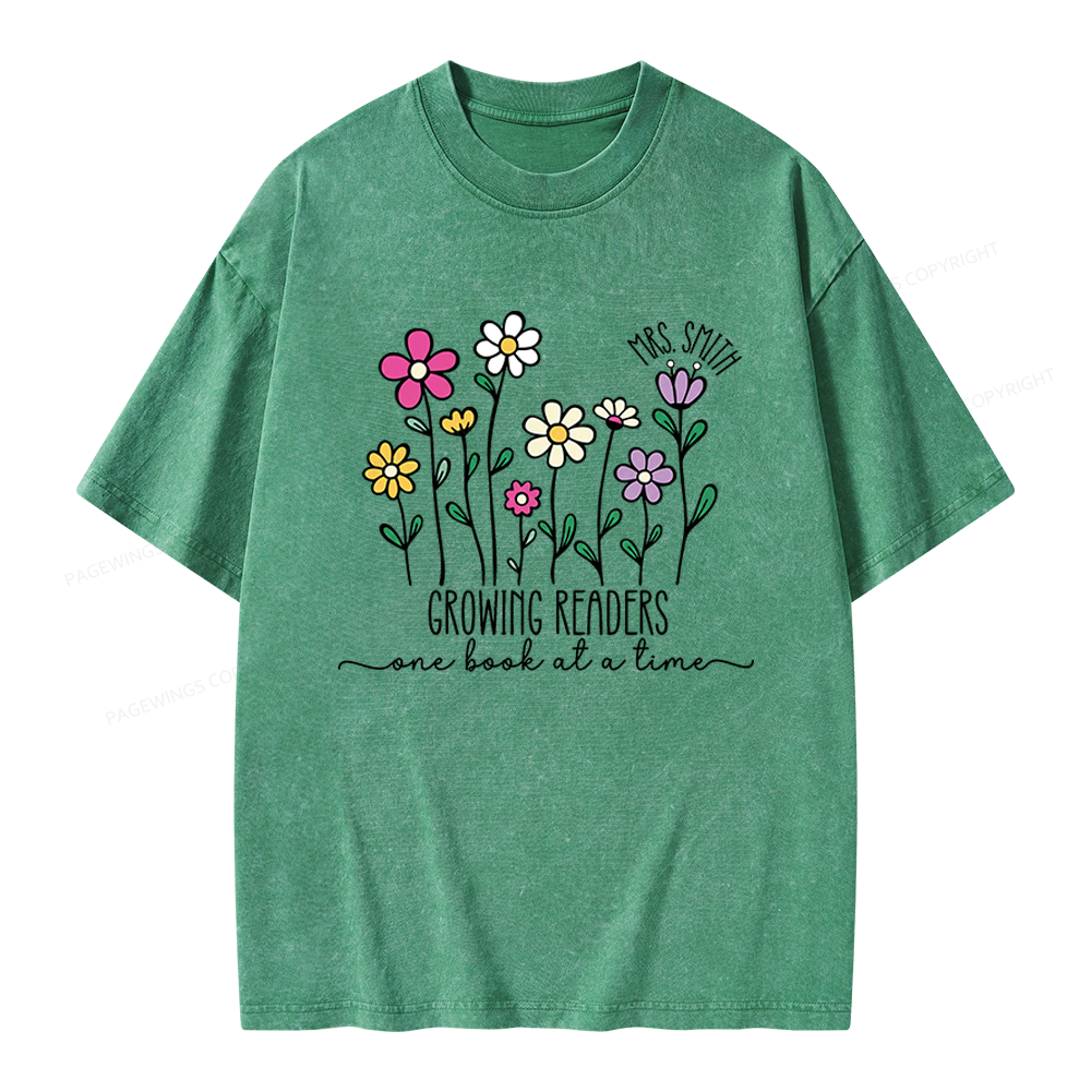 Pagewings Personalized Reading Teacher Unisex Washed T-shirt