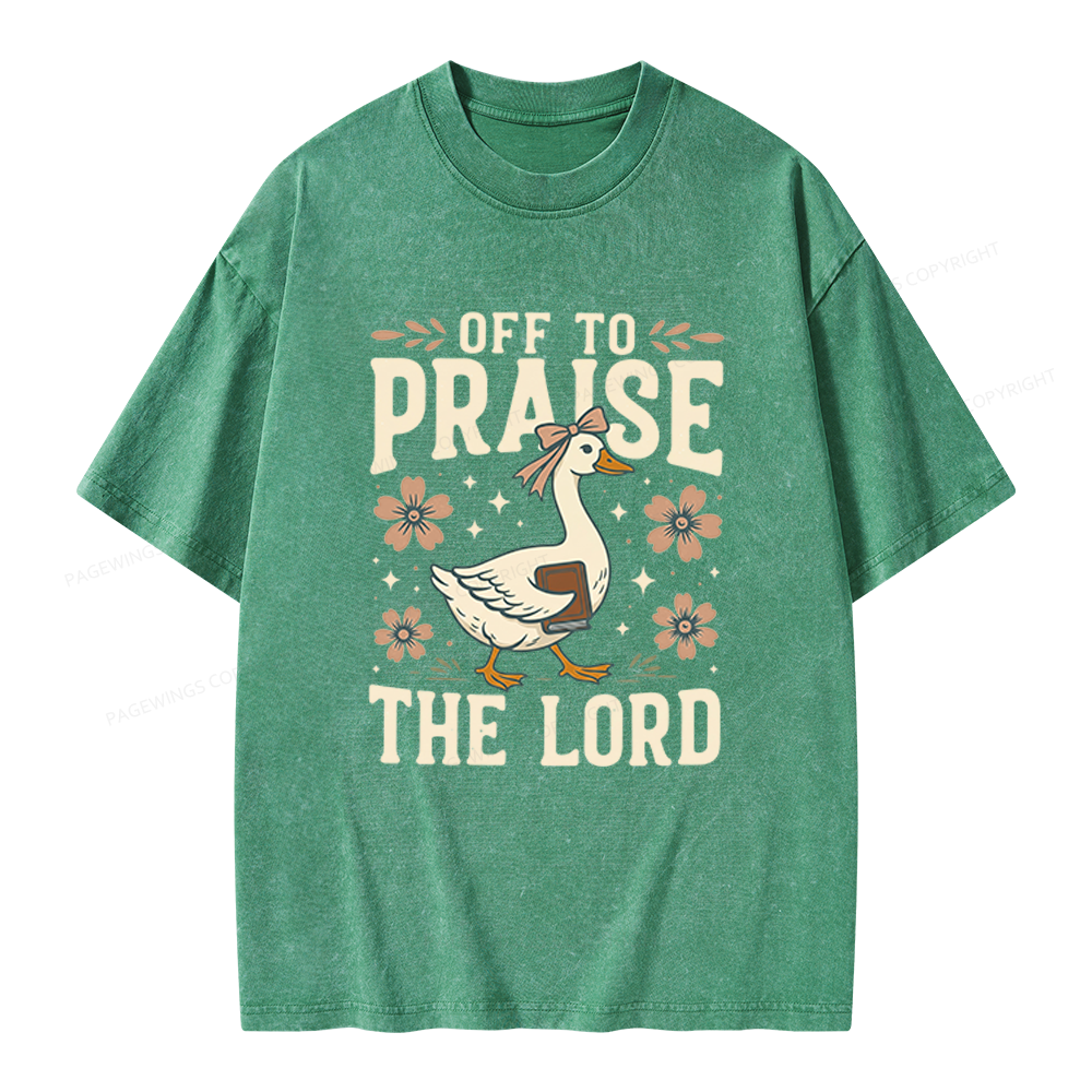 Pagewings Off to Praise the Lord Unisex Washed T-shirt