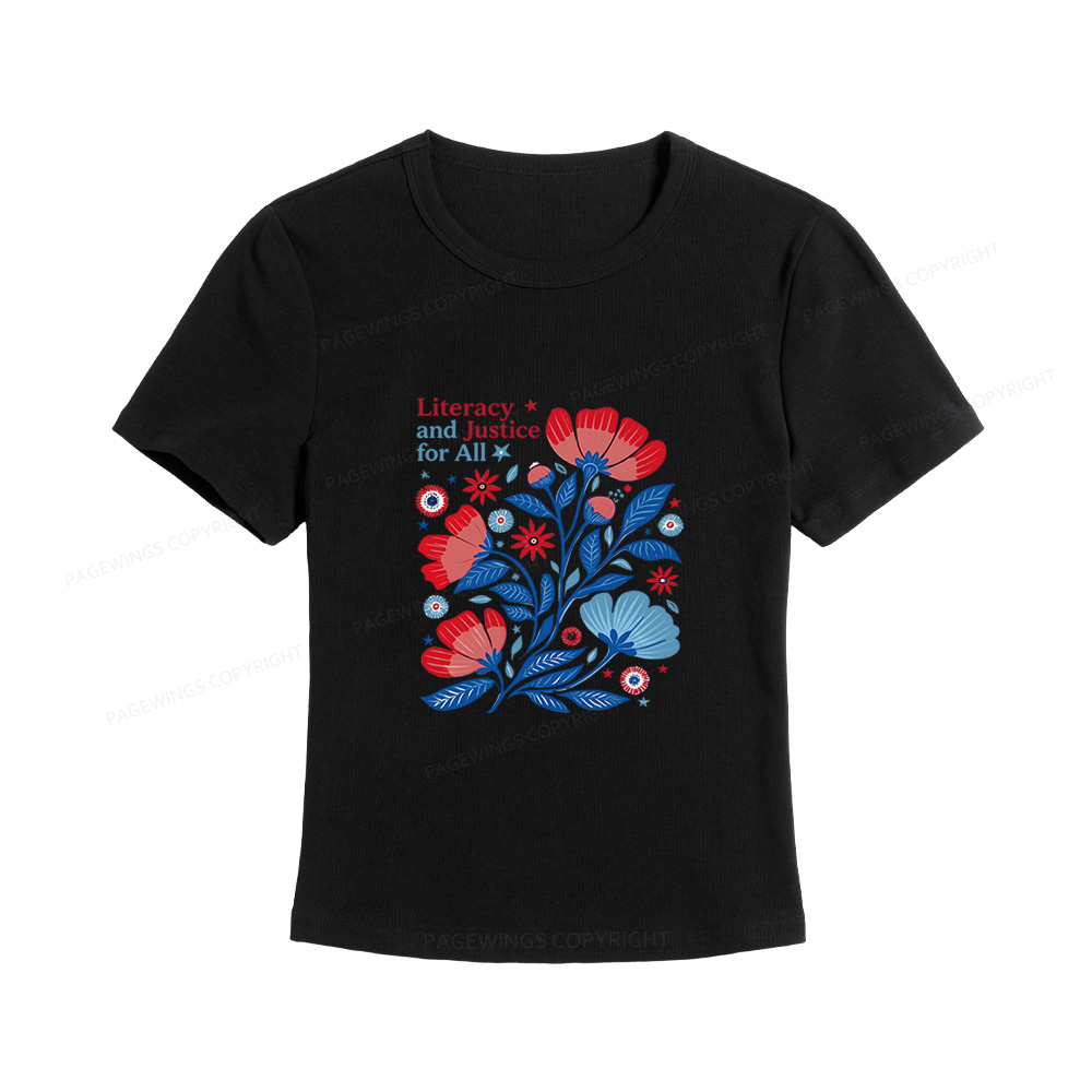 Pagewings Literacy and Justice for All Women's Baby Tee