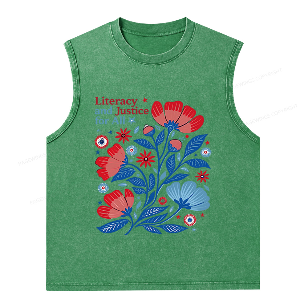 Pagewings Literacy and Justice for All Unisex Washed Tank Top