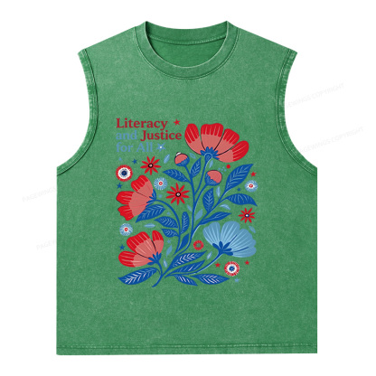 Pagewings Literacy and Justice for All Unisex Washed Tank Top