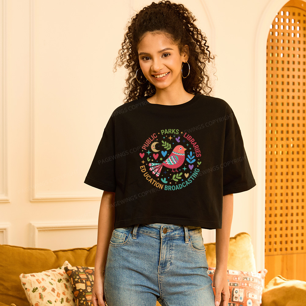 Pagewings Public Parks Libraries Education Broadcasting  Women Crop Tops