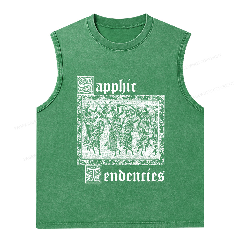Pagewings Sapphic Tendencies Unisex Washed Tank Top