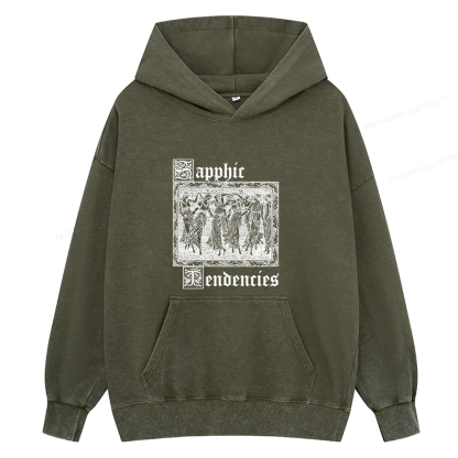 Pagewings Sapphic Tendencies Unisex Washed Hoodie
