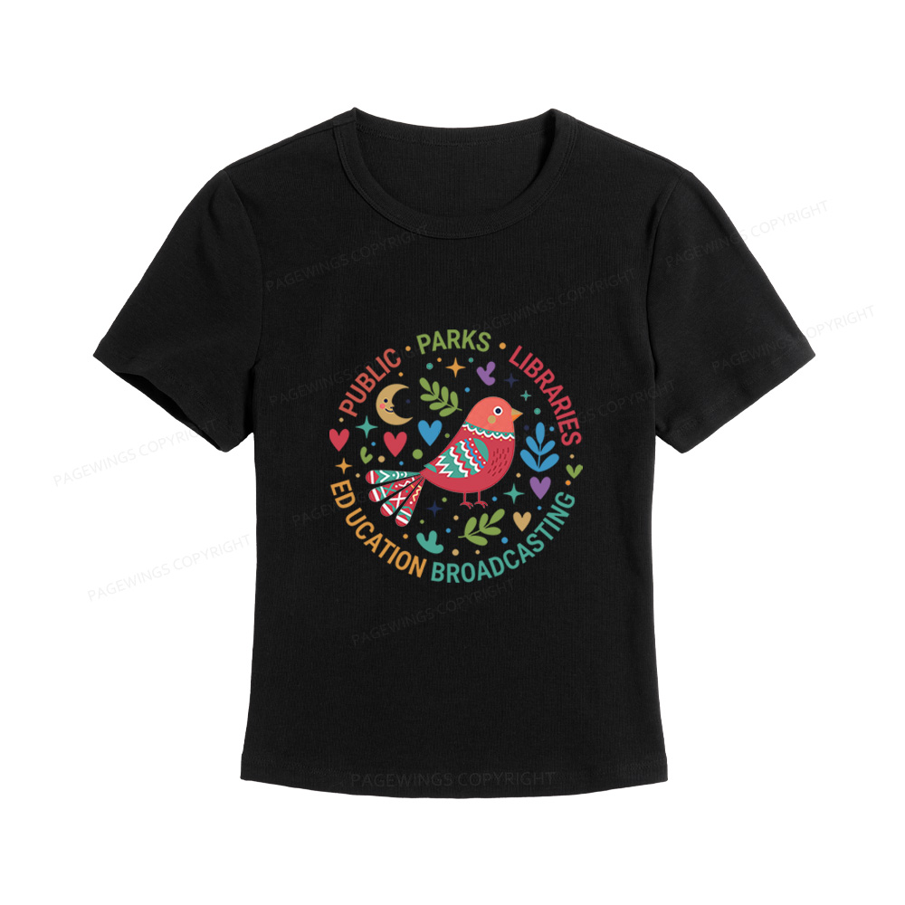 Pagewings Public Parks Libraries Education Broadcasting Women's Baby Tee