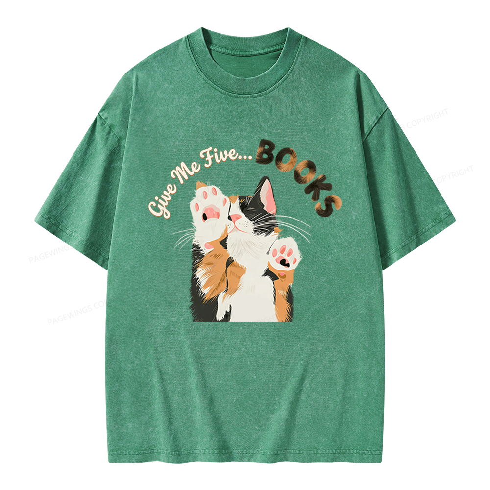 Pagewings Give Me Five Books Unisex Washed T-shirt