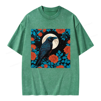 Pagewings Raven and the Moon Unisex Washed T-shirt