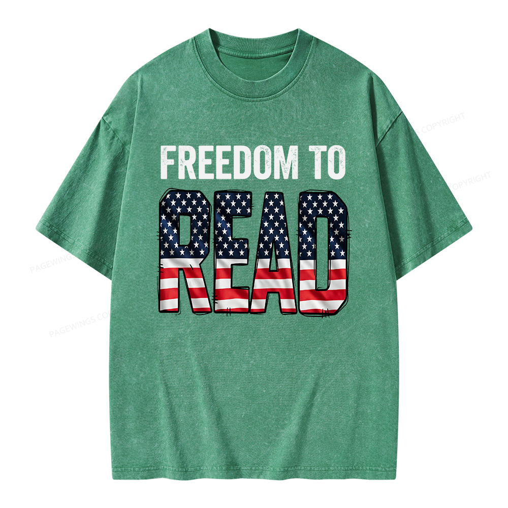 Pagewings Freedom to Read Unisex Washed T-shirt