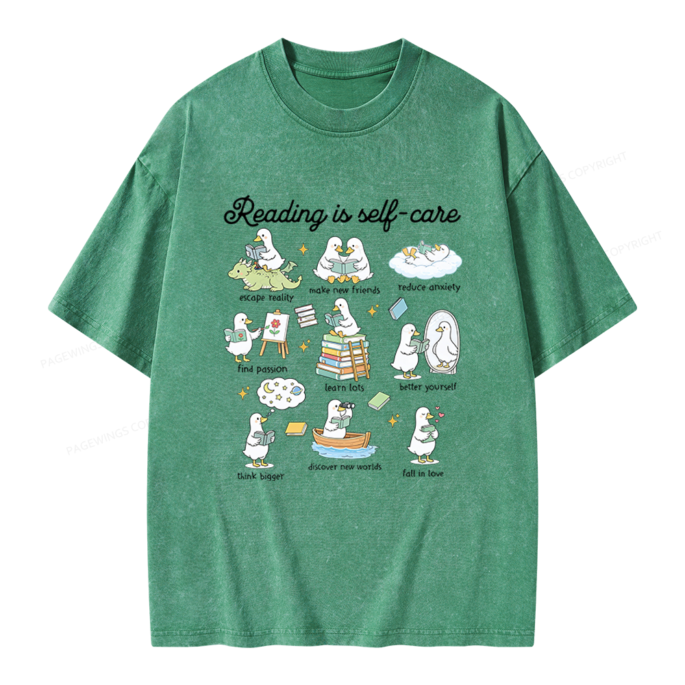 Pagewings Reading Is Self Care Unisex Washed T-shirt