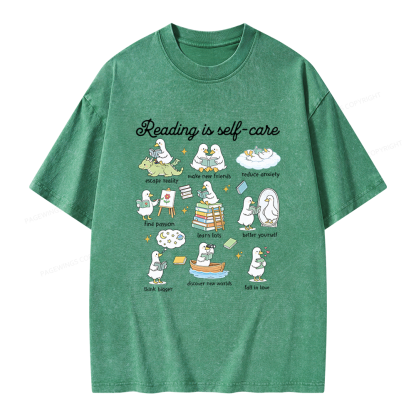 Pagewings Reading Is Self Care Unisex Washed T-shirt