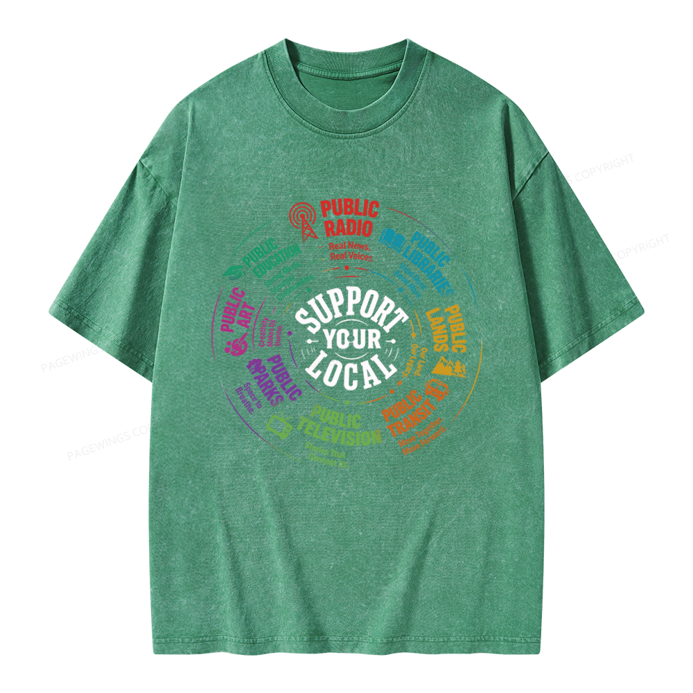 Pagewings Public Libraries Unisex Washed T-shirt