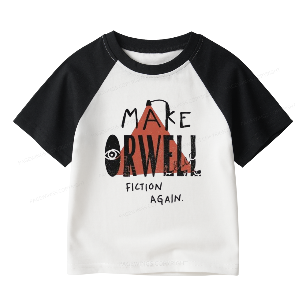 Pagewings Make Orwell Fiction Again Kids Raglan T-shirt 