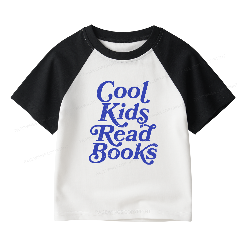 Pagewings Cool Kids Read Books Kids Raglan T-shirt 