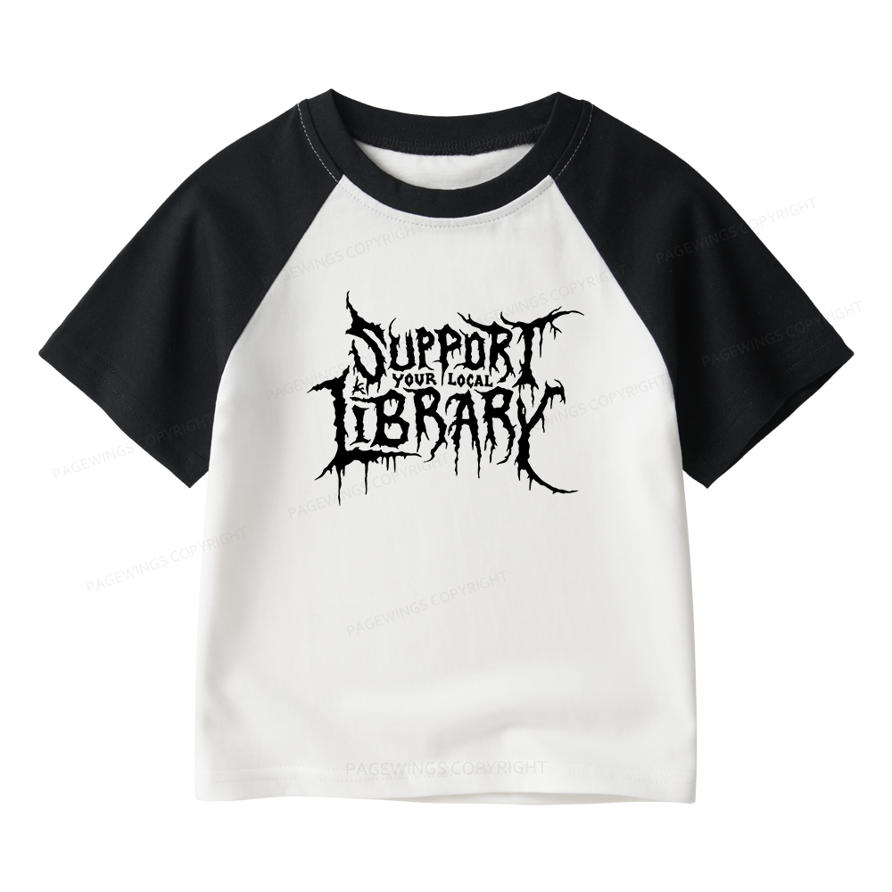 Pagewings Support Your Local Library Kids Raglan T-shirt 