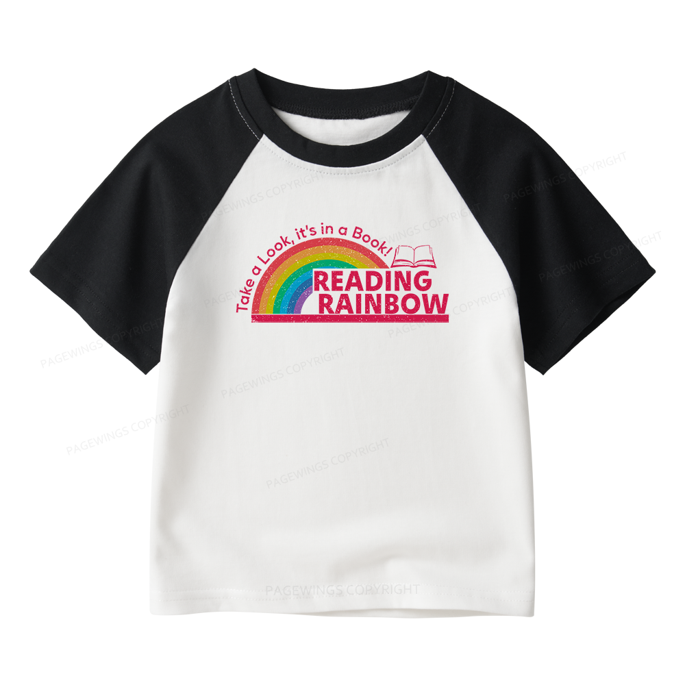 Pagewings Reading With Rainbow Kids Raglan T-shirt 