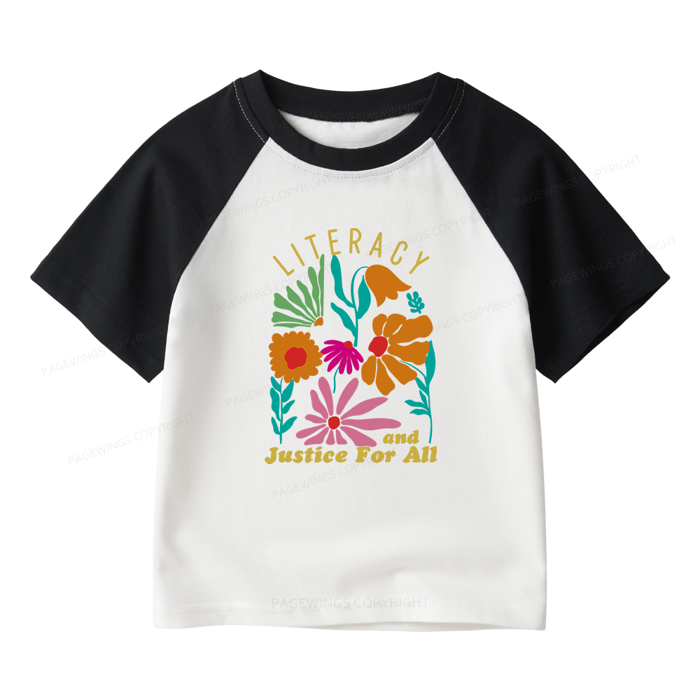 Pagewings Literacy And Justice Kids Raglan T-shirt 