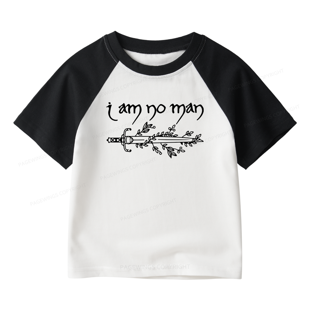 Pagewings I Am No Man Kids Raglan T-shirt 