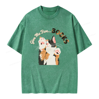 Pagewings Give Me Five Books Unisex Washed T-shirt