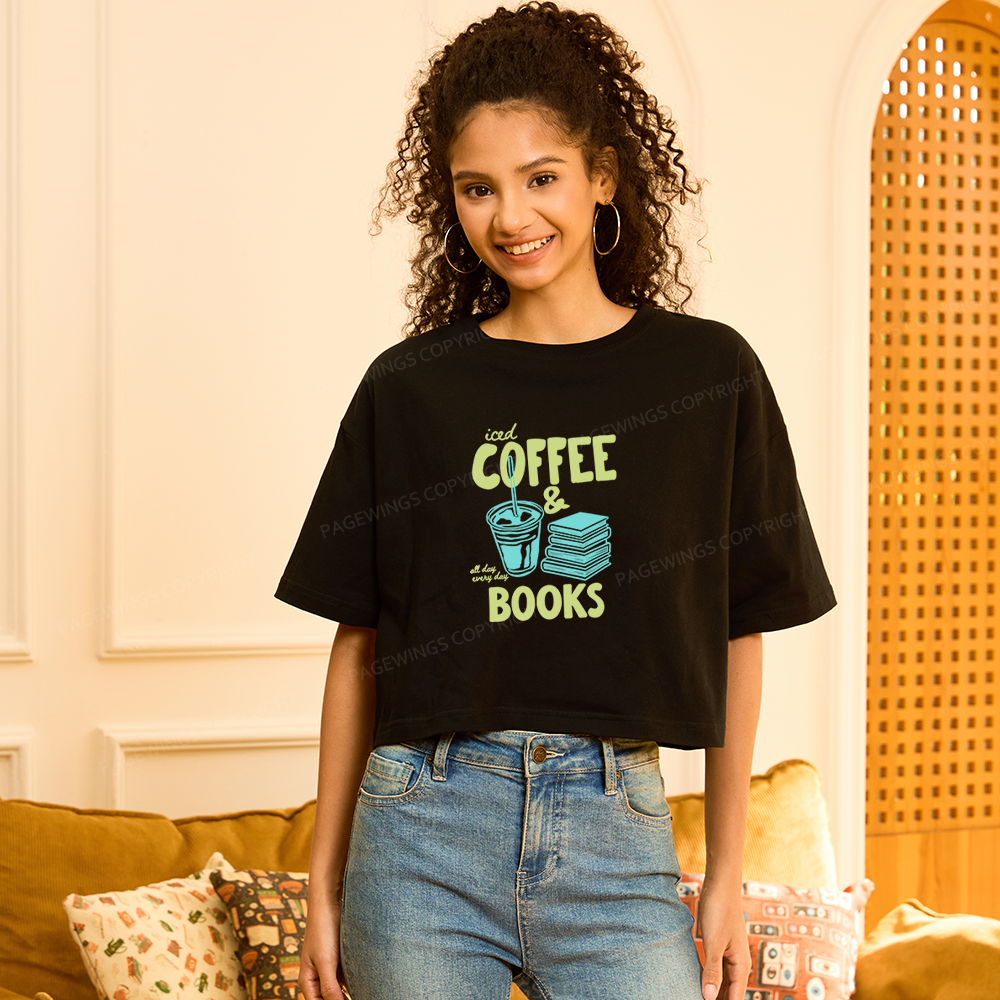 Pagewings Coffee And Books Women Crop Tops