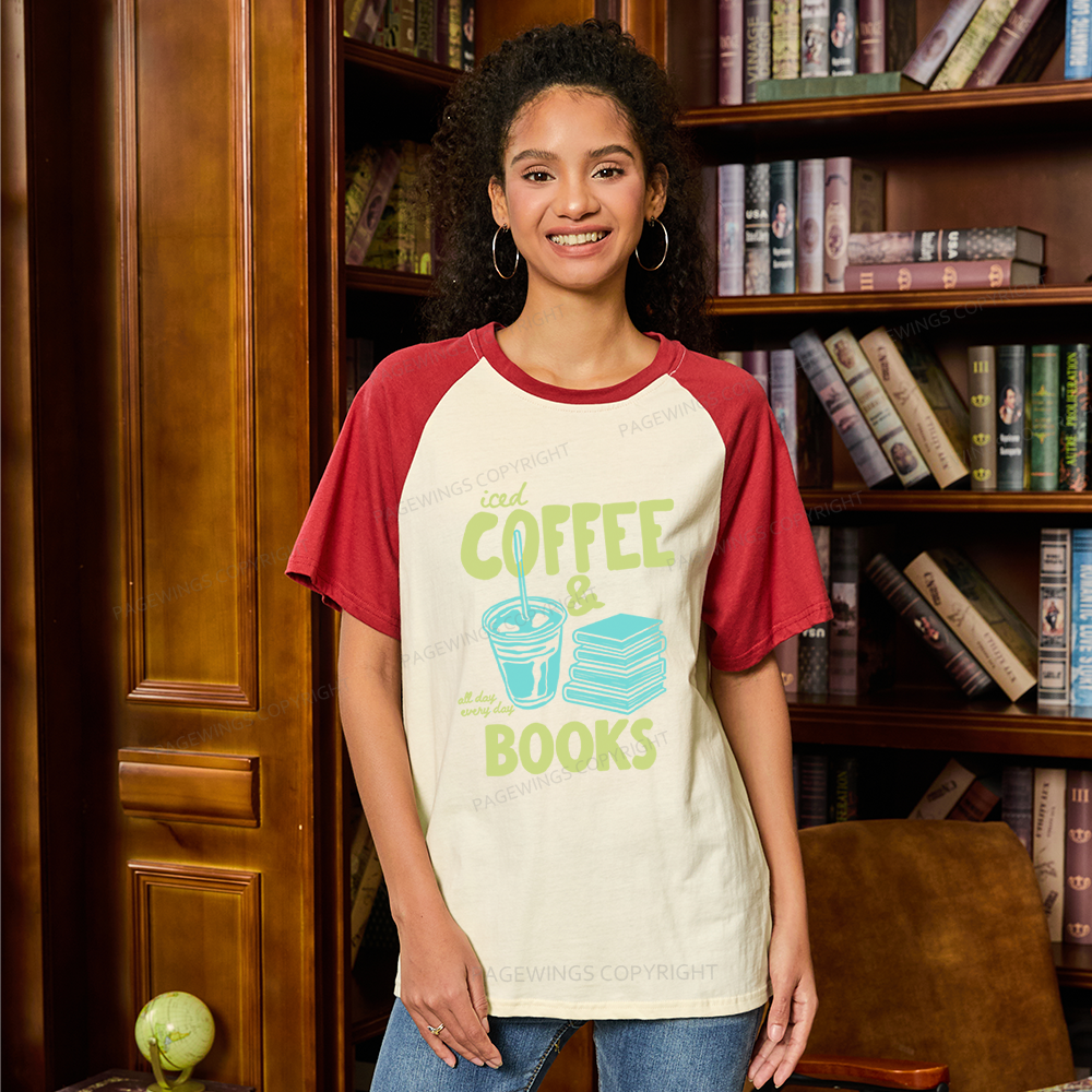 Pagewings Coffee And Books Raglan T-shirt