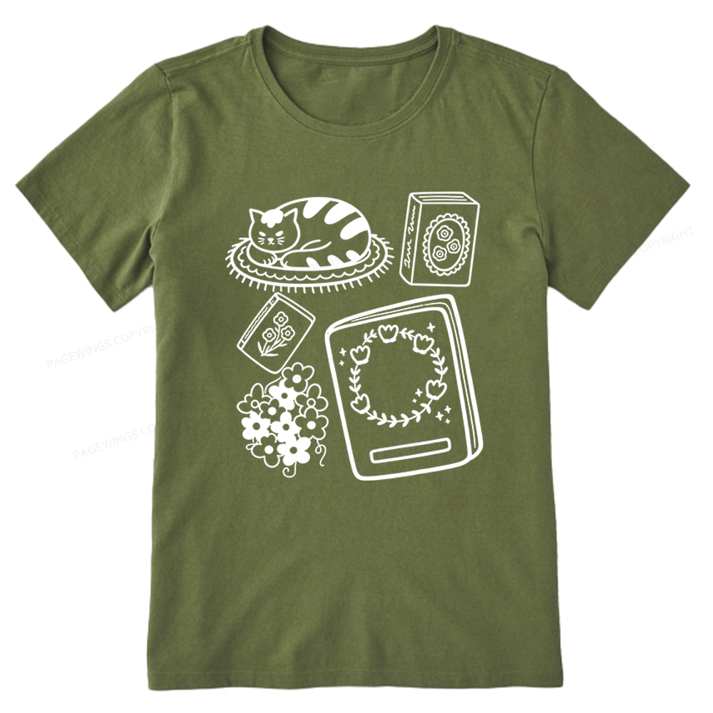 Pagewings Cat And Books Unisex Classic T-shirt