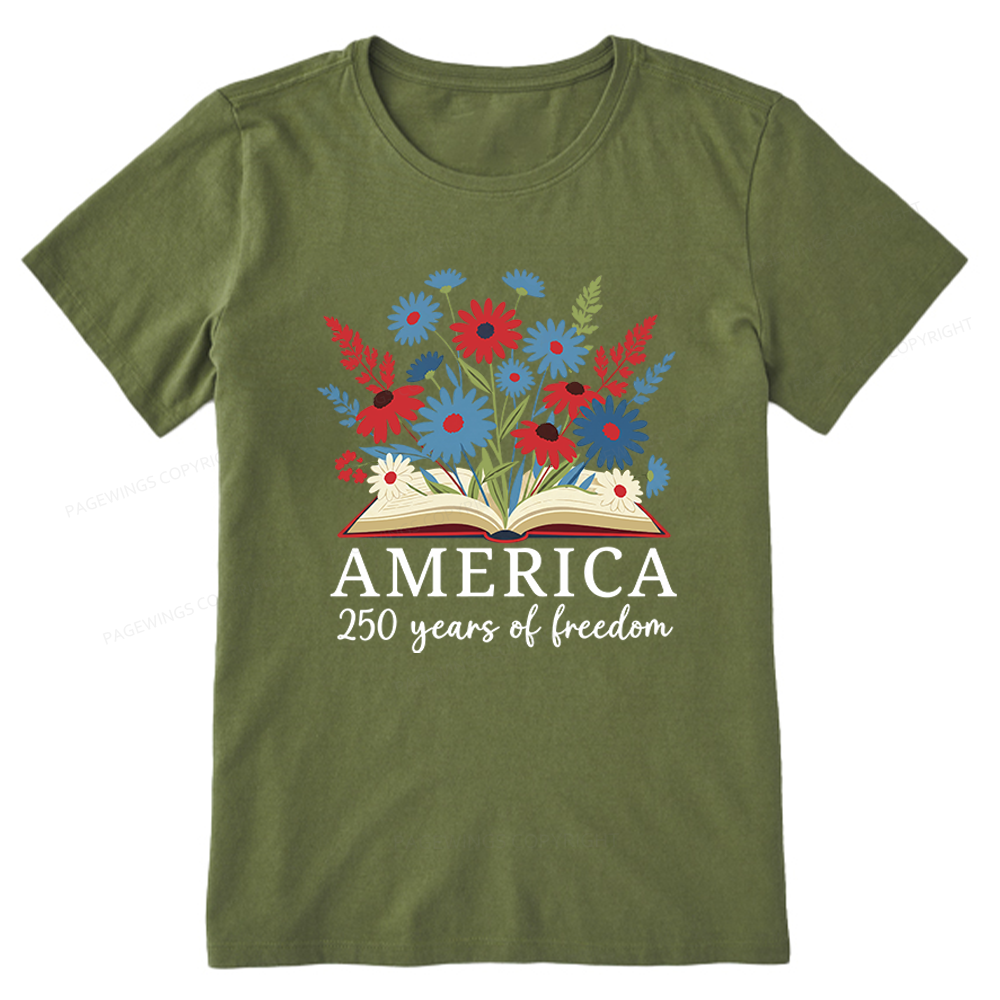 Pagewings Floral Patriotic America 250 Unisex Classic T-shirt