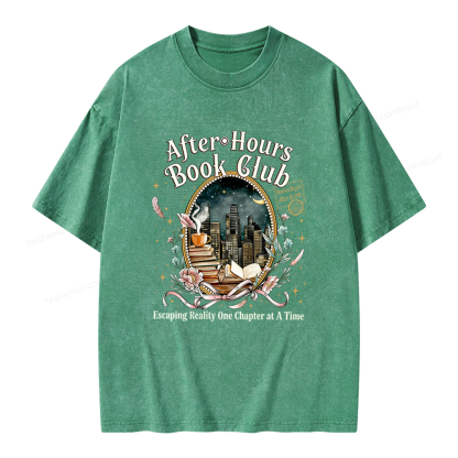 Pagewings After‑Hours Book Club Unisex Washed T-shirt