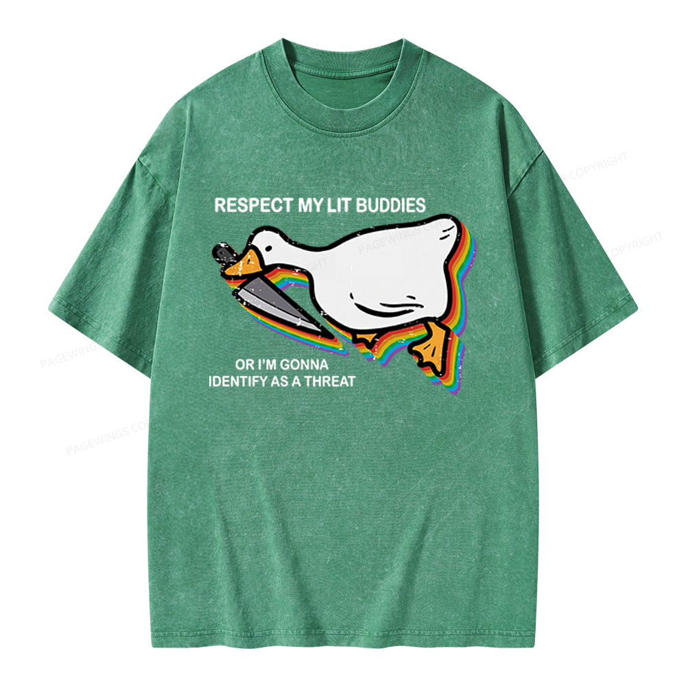 Pagewings Respect My Lit Buddies Unisex Washed T-shirt