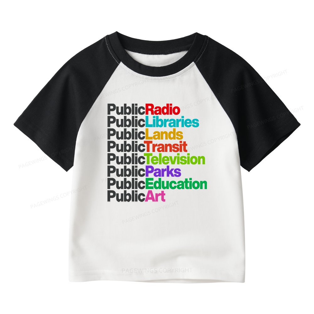 Pagewings Public Libraries Kids Raglan T-shirt 