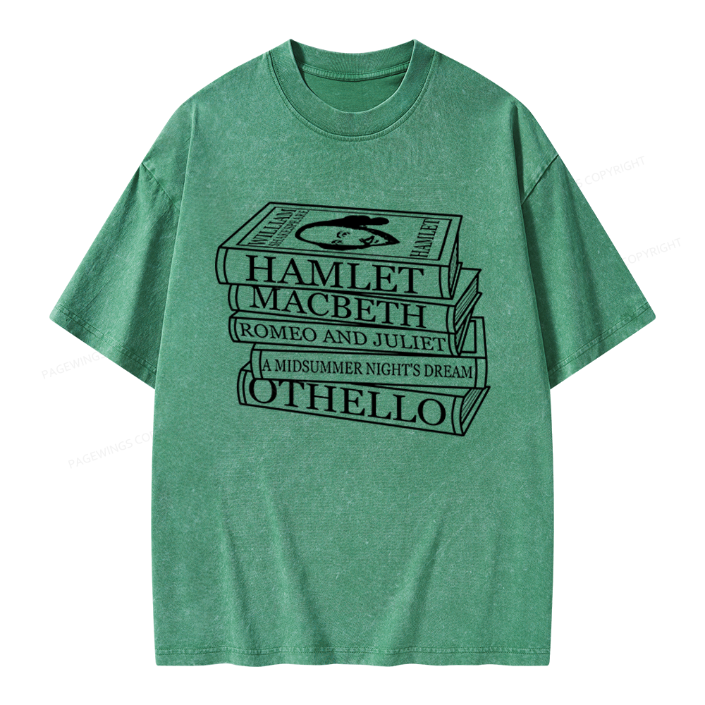 Pagewings Shakespeare Best Books Unisex Washed T-shirt