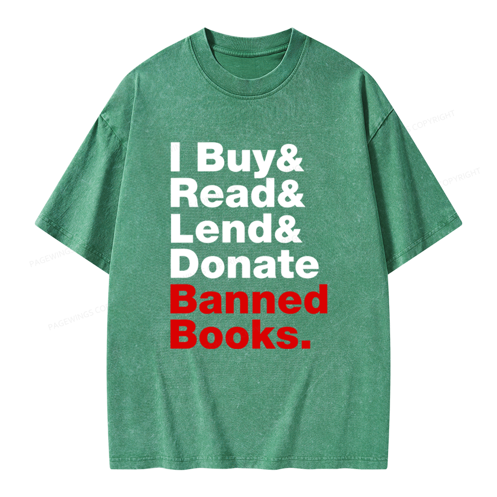 Pagewings I Buy and Read and Lend and Donate Banned Books Unisex Washed T-shirt