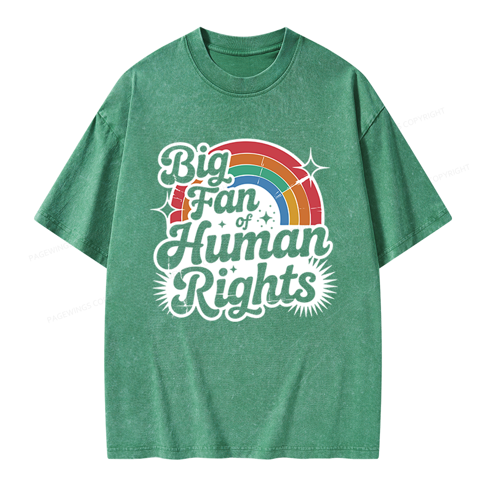 Pagewings Big Fan of Human Rights Unisex Washed T-shirt