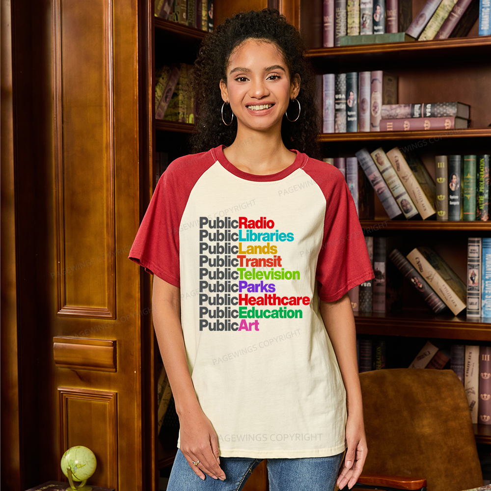 Pagewings Personalized Public Libraries Raglan T-shirt