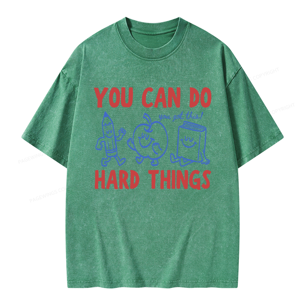 Pagewings You Can Do Hard Things Unisex Washed T-shirt