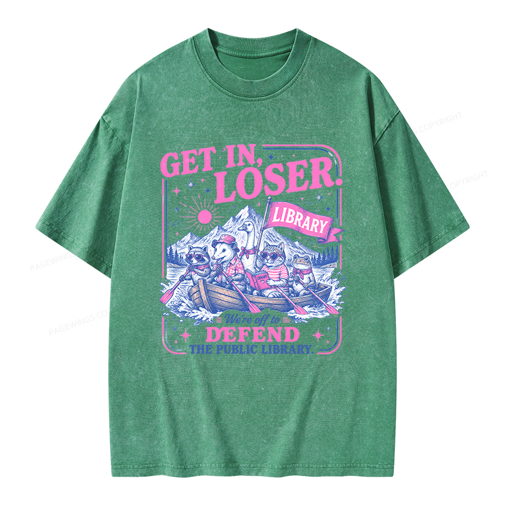 Pagewings We’re Off To Defend The Public Library Unisex Washed T-shirt