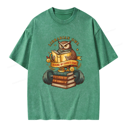 Pagewings Librarian Owl Unisex Washed T-shirt