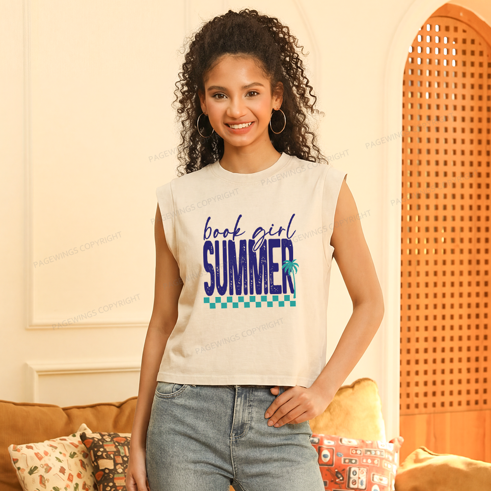 Pagewings Book Girl Summer Women's Washed Tank Top