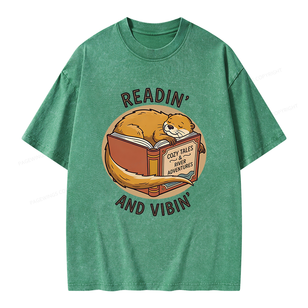 Pagewings Readin' And Vibin' Unisex Washed T-shirt