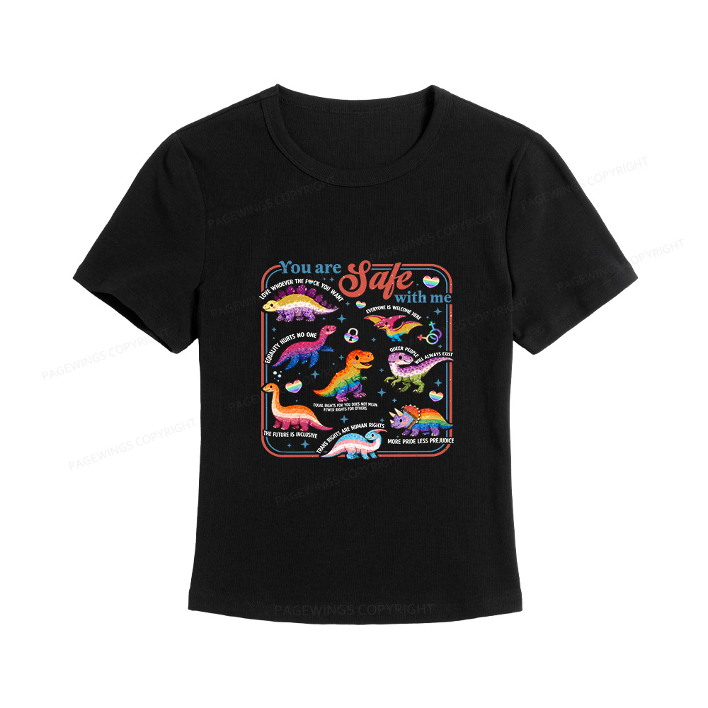 Pagewings Dinosaur Rainbow Women's Baby Tee