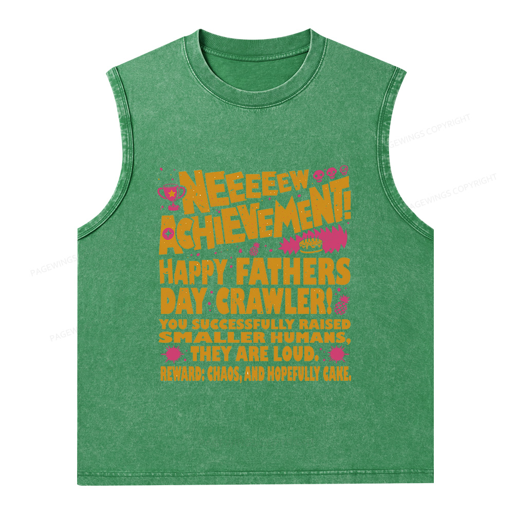 Pagewings Dad Achievement Unisex Washed Tank Top