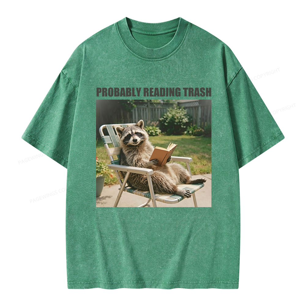 Pagewings Probably Reading Trash Unisex Washed T-shirt