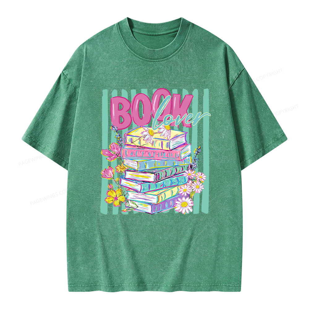 Pagewings Floral Bookish Unisex Washed T-shirt