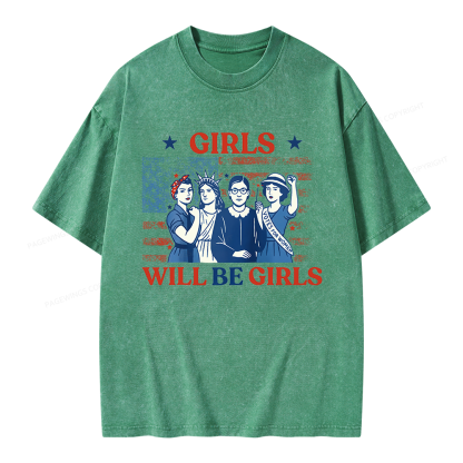Pagewings Girls Will be Girls Unisex Washed T-shirt