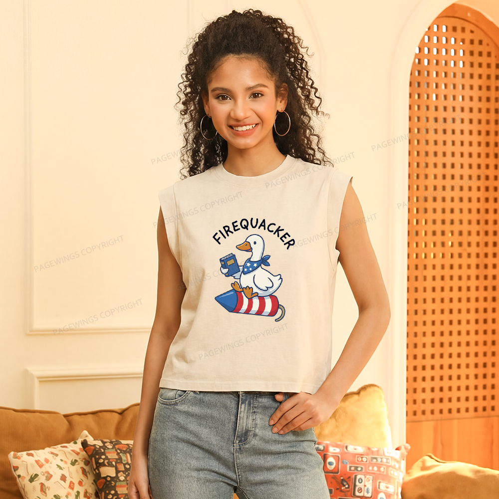 Pagewings Silly Goose 4th of July Women's Washed Tank Top
