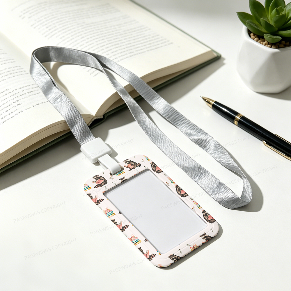 Pagewings Book Raccoon Lover ABS Badge Holder