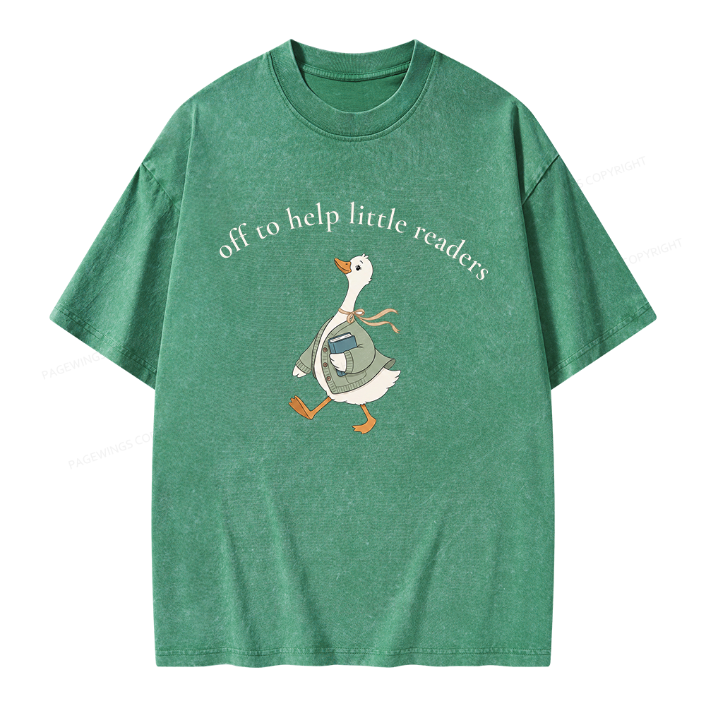 Pagewings Off To Help Little Readers Unisex Washed T-shirt