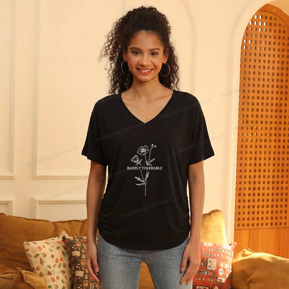 Pagewings Barely Tolerable Soft Women's Modal V-neck T-shirt  
